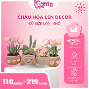 Chậu hoa len decor đủ các size