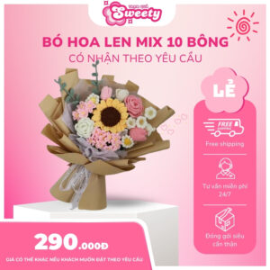 Bó hoa len siêu to mix 10 bông